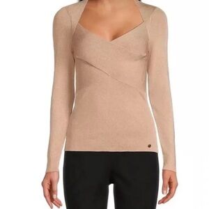 Women’s Ted Baker London Cross-Over Metallic Top in Dusty Pink Size 2  (Medium)